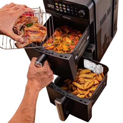 Capacité totale 10 litres avec 2 paniers de 5 litres chacuns