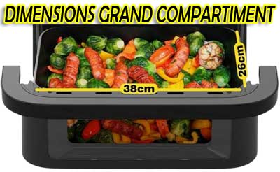 Combien mesure le grand compartiment de cuisson de cet airfryer Iceagle ?