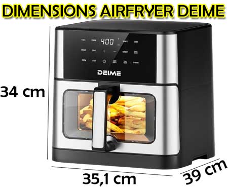 Voici les dimensions de cette friteuse sans huile familiale