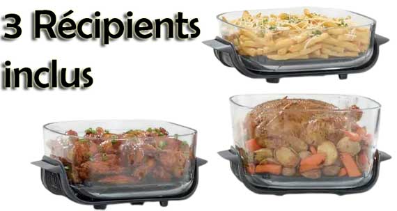 3 récipients fournis avec l'air fryer