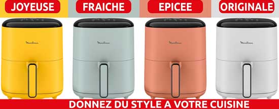 Airfryer disponible en plusieurs coloris.