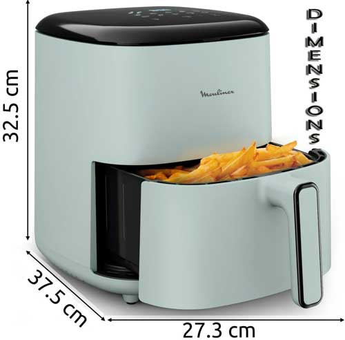 Voici les dimensions de cette friteuse à air signée Moulinex :