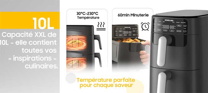 Caractéristiques techniques de la friteuse sans huile Max Fry